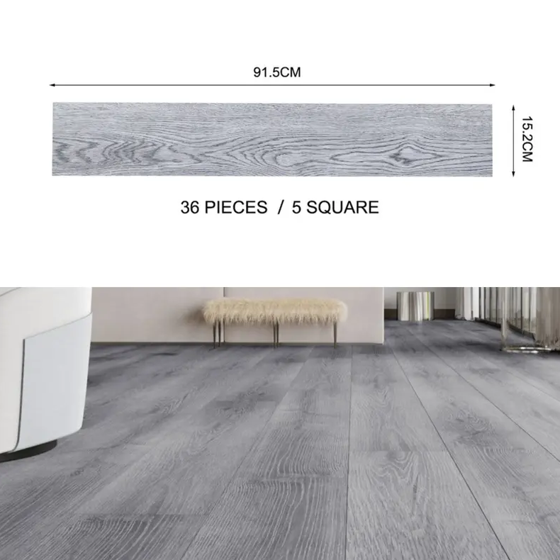 36PCS Self-Adhesive PVC Vinyl Wood Planks – Peel & Stick Waterproof Flooring