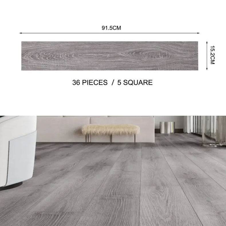 36PCS Self-Adhesive PVC Vinyl Wood Planks – Peel & Stick Waterproof Flooring