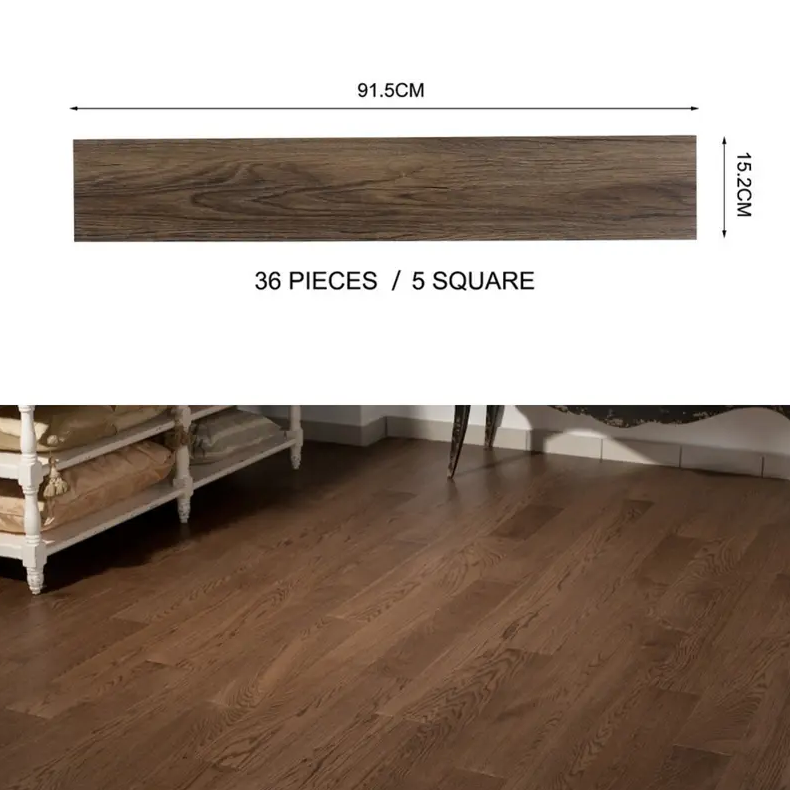 36PCS Self-Adhesive PVC Vinyl Wood Planks – Peel & Stick Waterproof Flooring