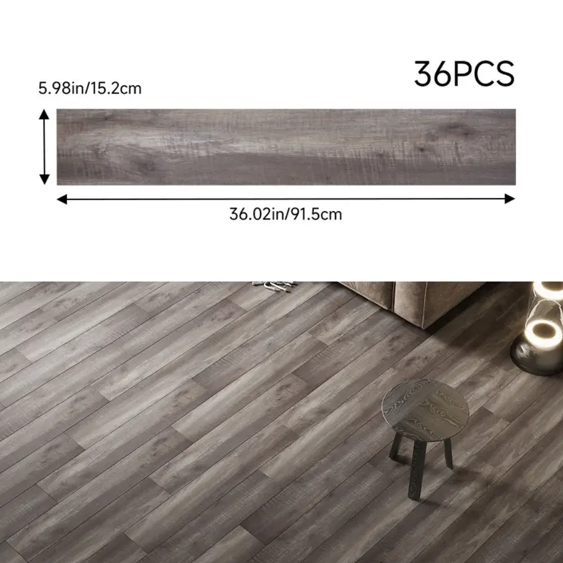 36PCS Self-Adhesive PVC Vinyl Wood Planks – Peel & Stick Waterproof Flooring