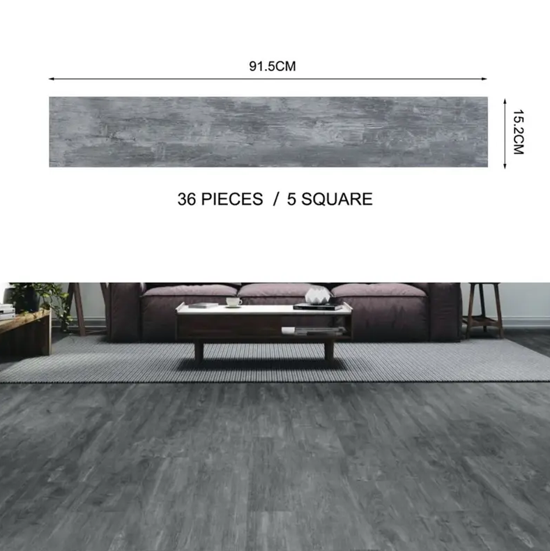36PCS Self-Adhesive PVC Vinyl Wood Planks – Peel & Stick Waterproof Flooring