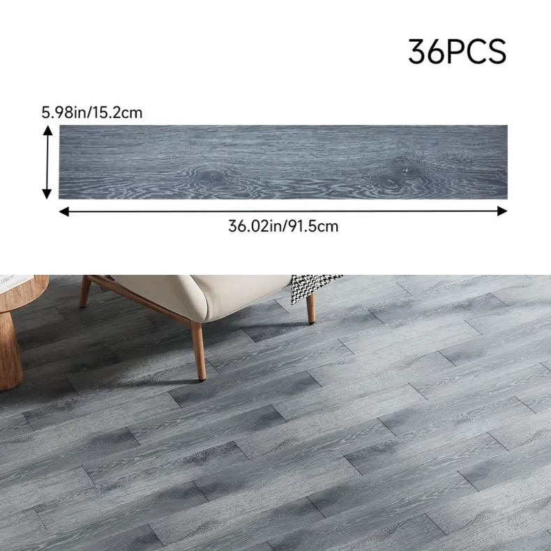 36PCS Self-Adhesive PVC Vinyl Wood Planks – Peel & Stick Waterproof Flooring