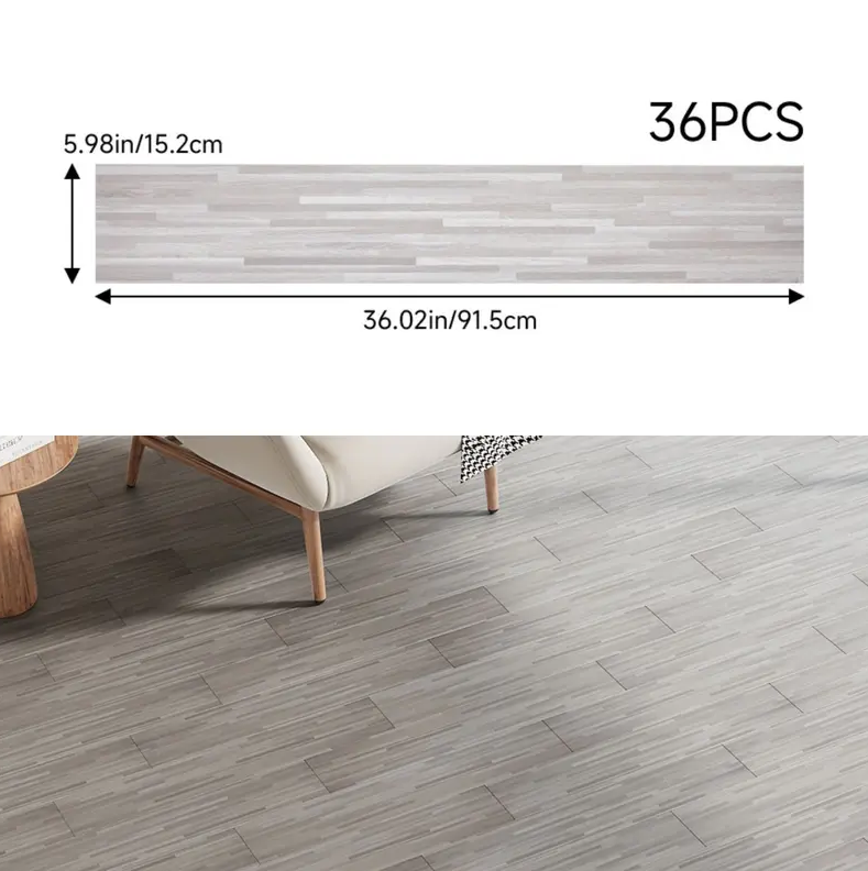 36PCS Self-Adhesive PVC Vinyl Wood Planks – Peel & Stick Waterproof Flooring