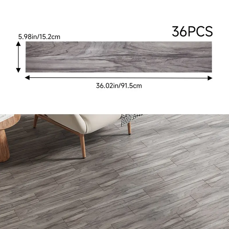 36PCS Self-Adhesive PVC Vinyl Wood Planks – Peel & Stick Waterproof Flooring