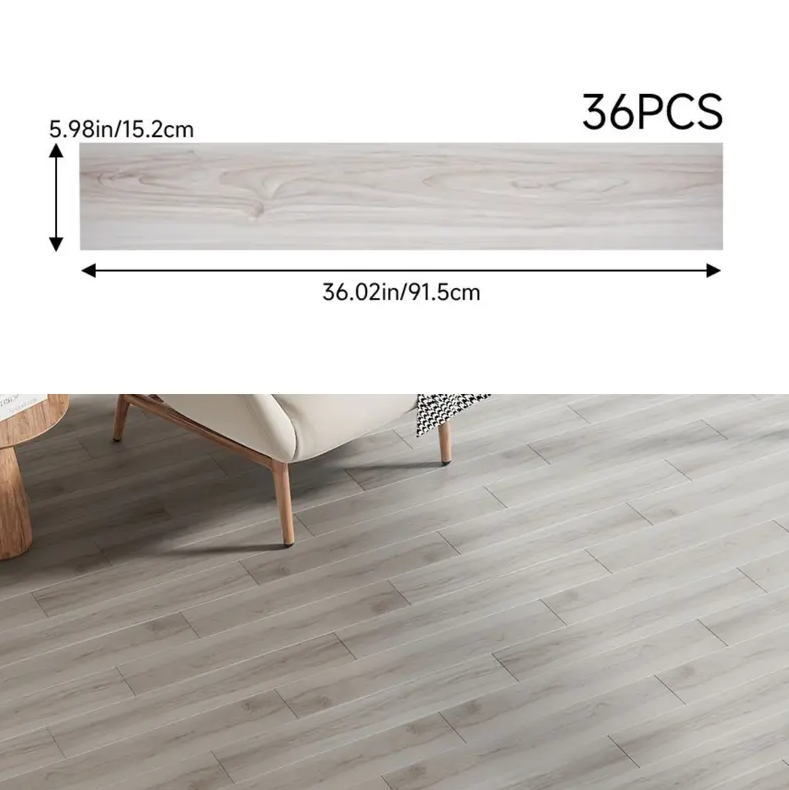 36PCS Self-Adhesive PVC Vinyl Wood Planks – Peel & Stick Waterproof Flooring