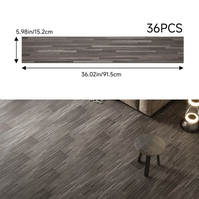 36PCS Self-Adhesive PVC Vinyl Wood Planks – Peel & Stick Waterproof Flooring