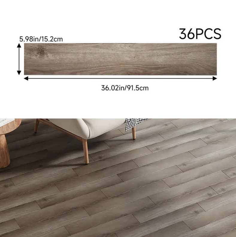 36PCS Self-Adhesive PVC Vinyl Wood Planks – Peel & Stick Waterproof Flooring