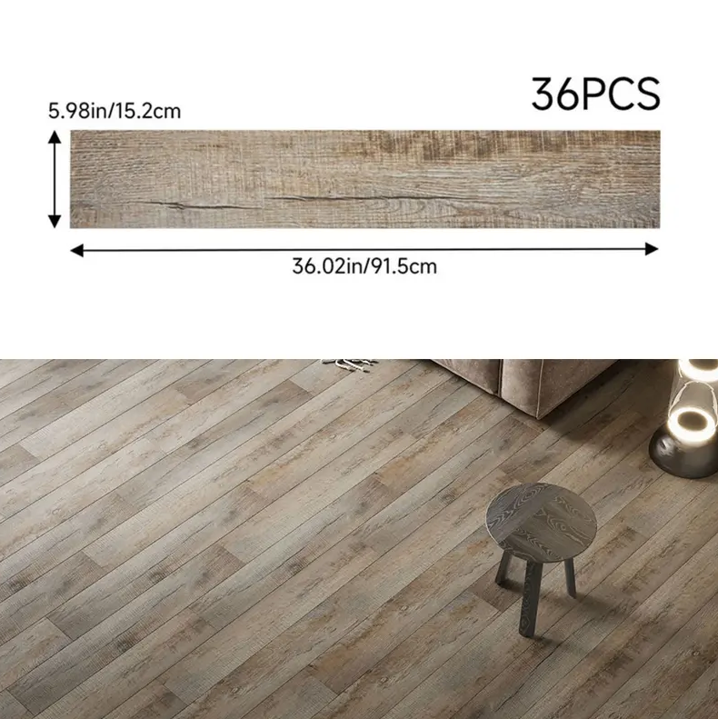 36PCS Self-Adhesive PVC Vinyl Wood Planks – Peel & Stick Waterproof Flooring
