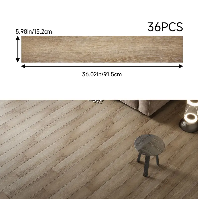 36PCS Self-Adhesive PVC Vinyl Wood Planks – Peel & Stick Waterproof Flooring