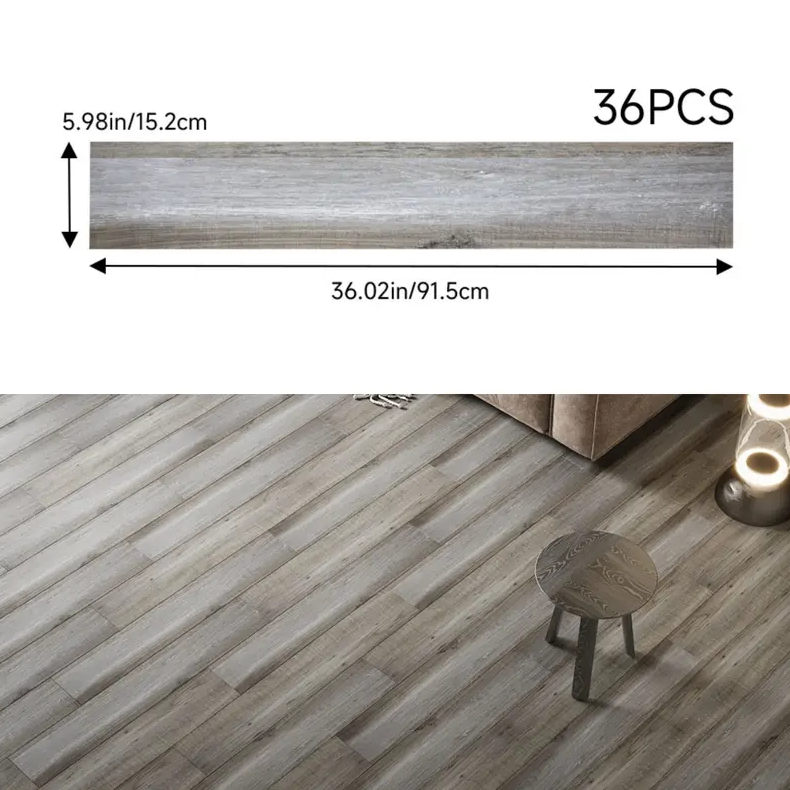 36PCS Self-Adhesive PVC Vinyl Wood Planks – Peel & Stick Waterproof Flooring
