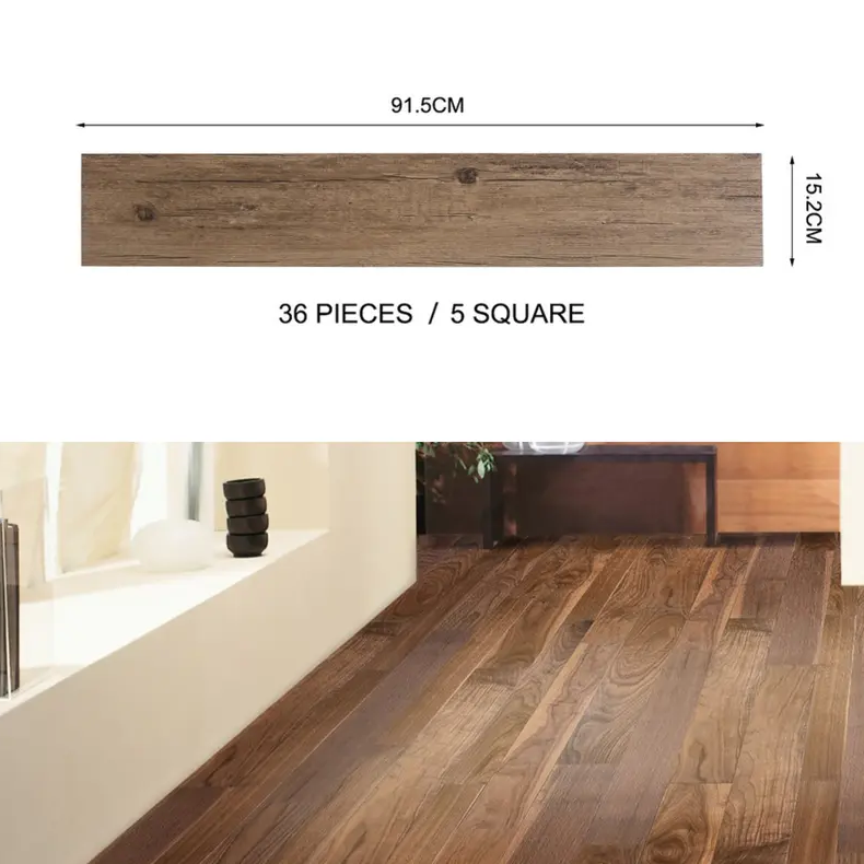 36PCS Self-Adhesive PVC Vinyl Wood Planks – Peel & Stick Waterproof Flooring